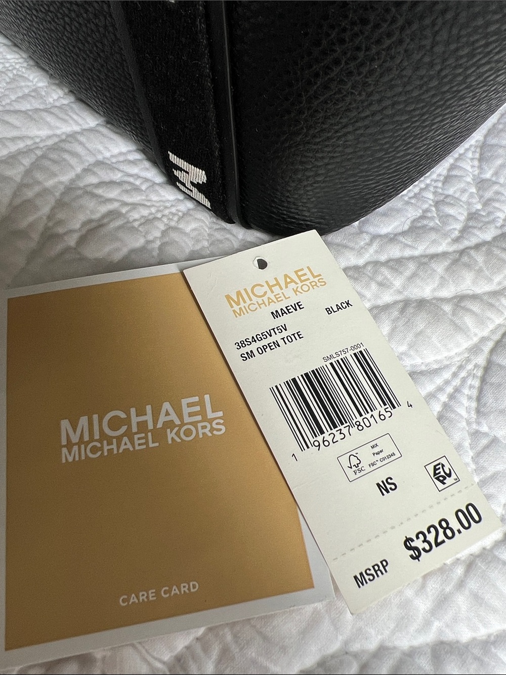 Michael Kors Black Pebbled Leather Logo Strap Tote with Gold Hardware - Picture 4 of 4